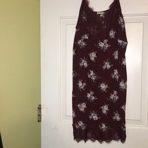 A maroon dress